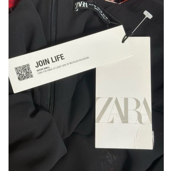 NWT Zara Floral Puff Sleeve Ruched Mini Dress Size XS - Picture 5 of 14